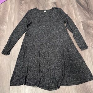 Old Navy Gray Knit Dress Small 
Charcoal Long Sleeve Swing Dress